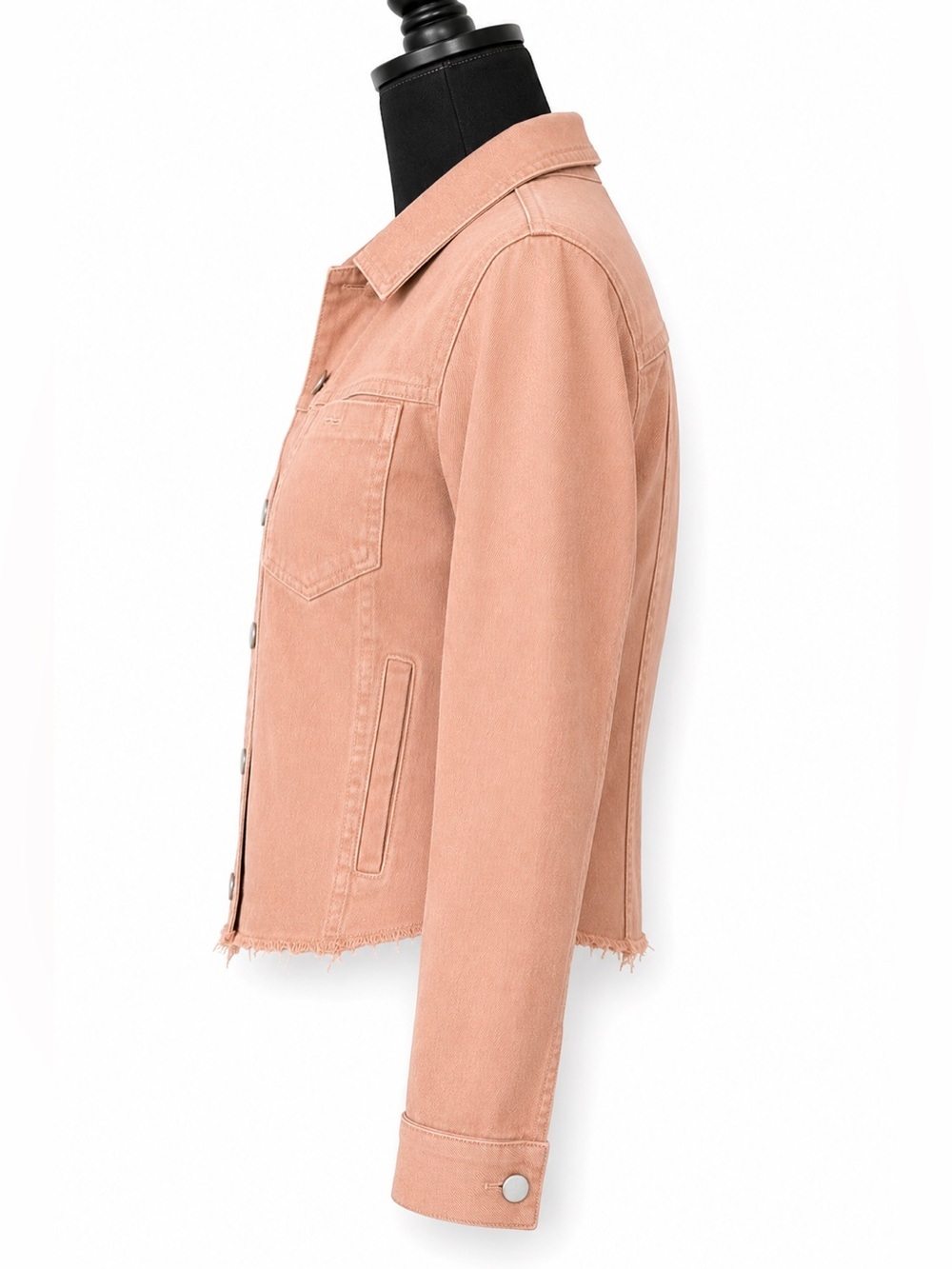 L’AGENCE Janelle Cropped Denim Stretch Jean Jacket Dusty Pink Medium LIKE NEW - Picture 5 of 9